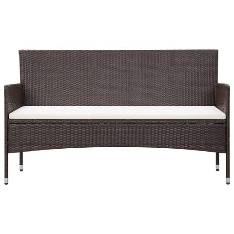 vidaXL Gartensofa 3-Sitzer mit Kissen Braun Poly Rattan