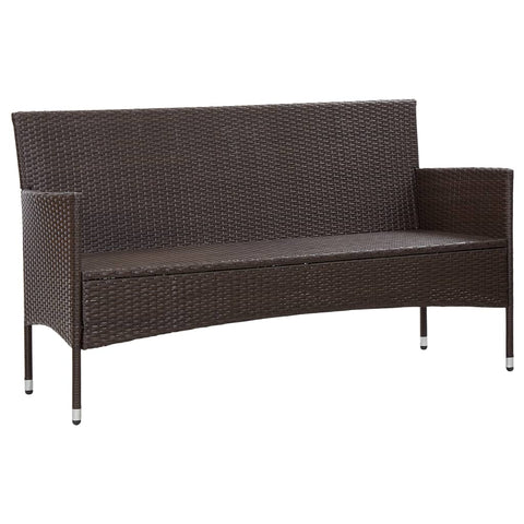 vidaXL Gartensofa 3-Sitzer mit Kissen Braun Poly Rattan