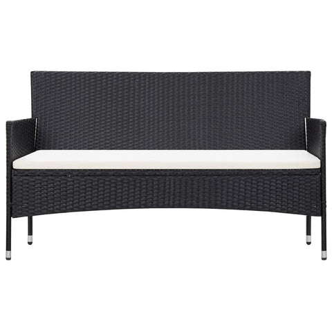 vidaXL 3-Sitzer-Gartensofa mit Kissen Schwarz Poly Rattan