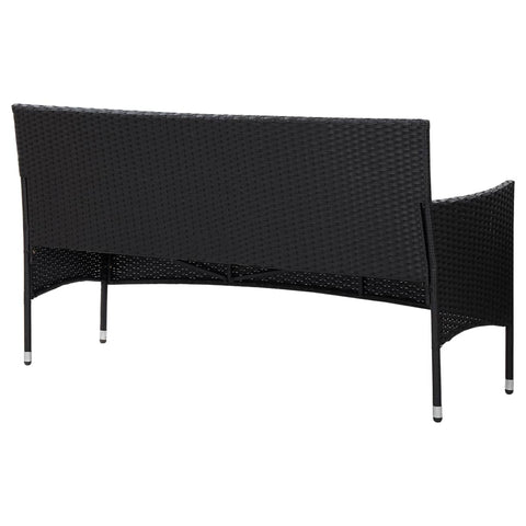 vidaXL 3-Sitzer-Gartensofa mit Kissen Schwarz Poly Rattan