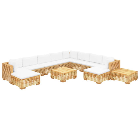 12-tlg. Garten-Lounge-Set mit Kissen Massivholz Teak