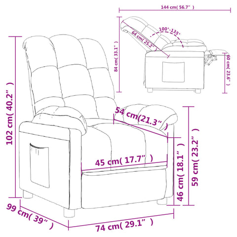 vidaXL Relaxsessel Taupe Stoff