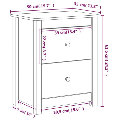 vidaXL Nachttische 2 Stk. 50x35x61,5 cm Massivholz Kiefer