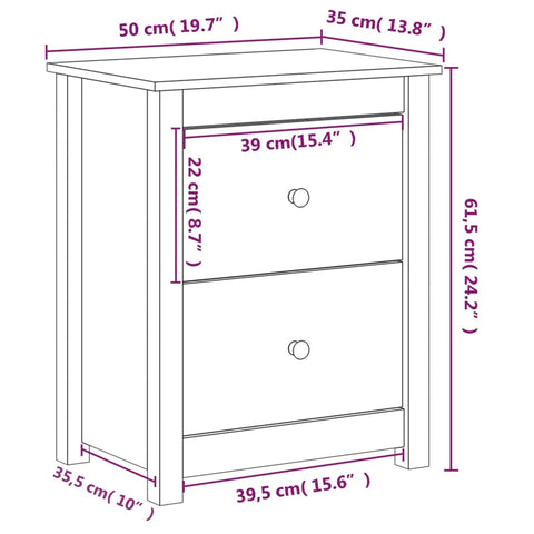 vidaXL Nachttische 2 Stk. Honigbraun 50x35x61,5 cm Massivholz Kiefer