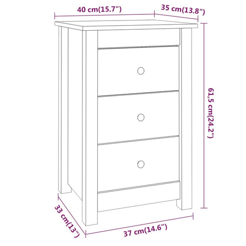 vidaXL Nachttisch 40x35x61,5 cm Massivholz Kiefer