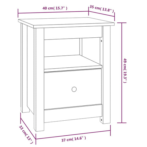 vidaXL Nachttisch Grau 40x35x49 cm Massivholz Kiefer