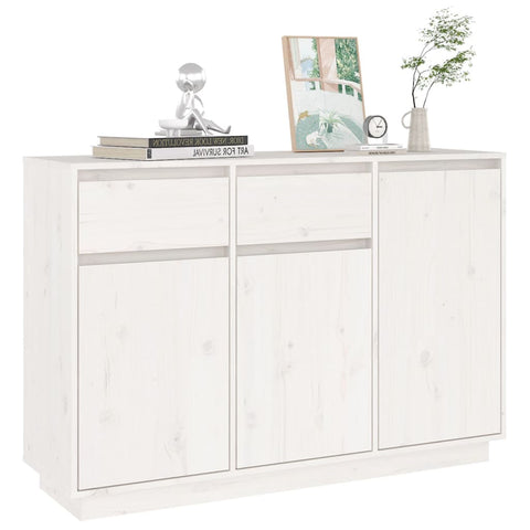 vidaXL Sideboard Weiß 110x34x75 cm Massivholz Kiefer