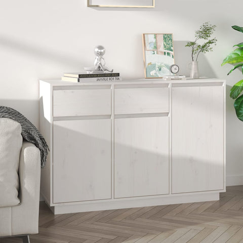 vidaXL Sideboard Weiß 110x34x75 cm Massivholz Kiefer