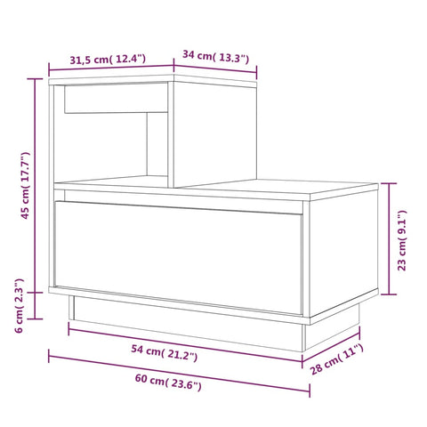 vidaXL Nachttisch Schwarz 60x34x51 cm Massivholz Kiefer