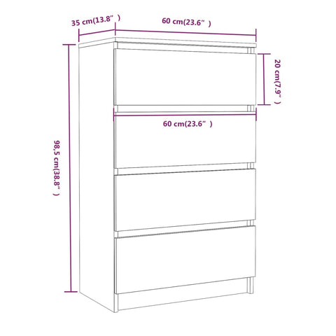 vidaXL Sideboard Braun Eichen-Optik 60x35x98,5 cm Holzwerkstoff