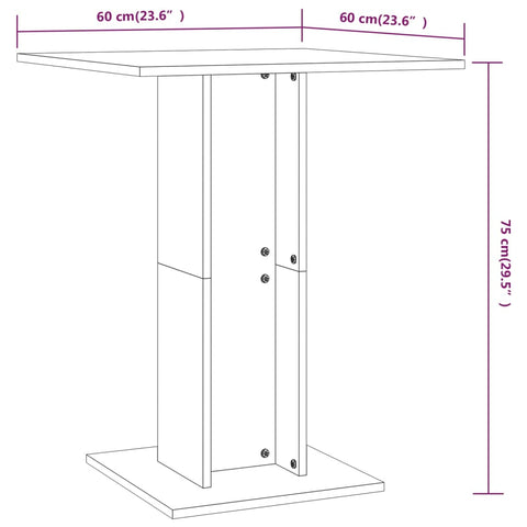 vidaXL Bistrotisch Grau Sonoma 60x60x75 cm Holzwerkstoff