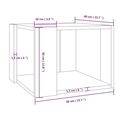 vidaXL Couchtisch Räuchereiche 40x40x30 cm Holzwerkstoff