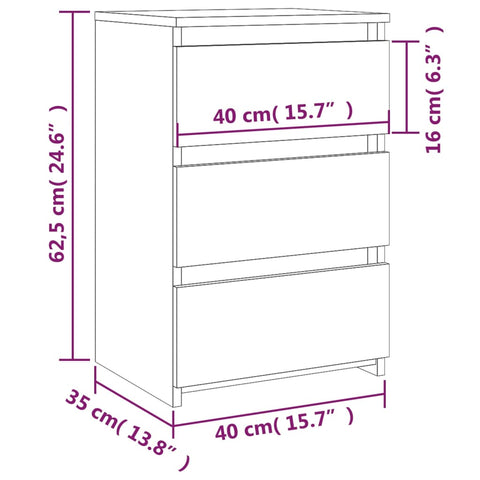 vidaXL Nachttische 2 Stk. Grau Sonoma 40x35x62,5 cm Holzwerkstoff