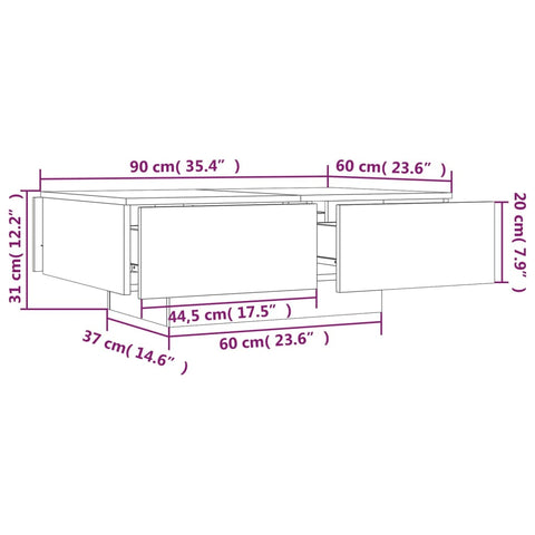 vidaXL Couchtisch Grau Sonoma 90x60x31 cm Holzwerkstoff