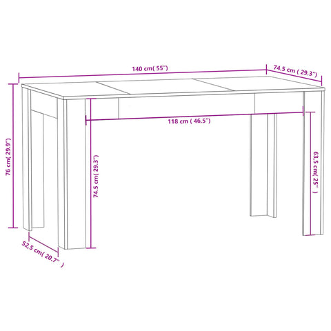 Esstisch Grau Sonoma 140x74,5x76 cm Holzwerkstoff