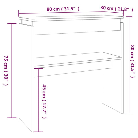 vidaXL Konsolentisch Räuchereiche 80x30x80 cm Holzwerkstoff