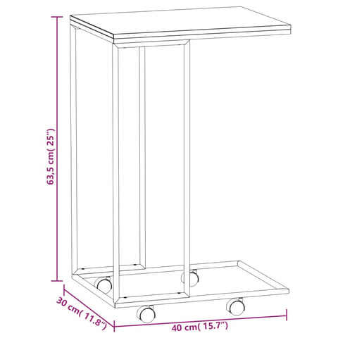 vidaXL Beistelltisch mit Rollen Weiß 40x30x63,5 cm Holzwerkstoff