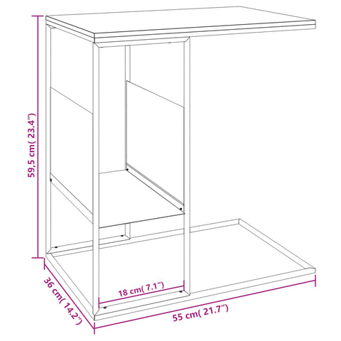 vidaXL Beistelltisch Schwarz 55x36x59,5 cm Holzwerkstoff