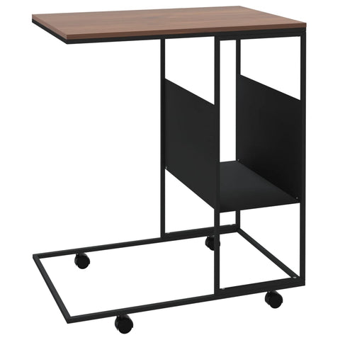 vidaXL Beistelltisch mit Rollen Schwarz 55x36x63,5 cm Holzwerkstoff