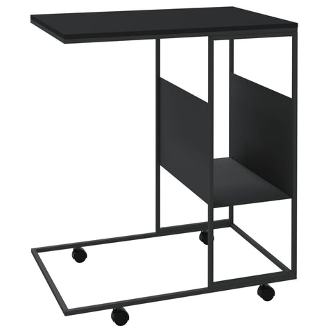 vidaXL Beistelltisch mit Rollen Schwarz 55x36x63,5 cm Holzwerkstoff