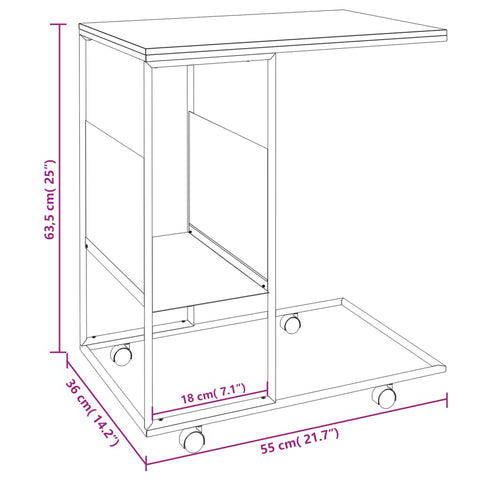 vidaXL Beistelltisch mit Rollen Weiß 55x36x63,5 cm Holzwerkstoff