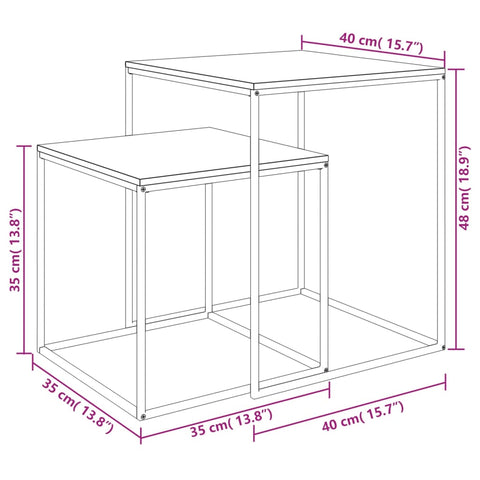 vidaXL Couchtisch-Set 2-tlg. Holzwerkstoff und Metall