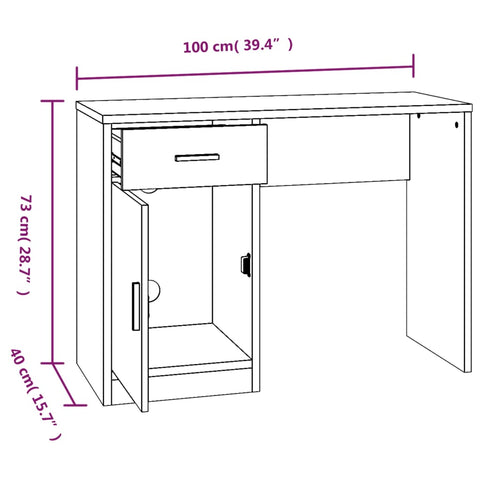 vidaXL Schreibtisch mit Stauraum Betongrau 100x40x73 cm Holzwerkstoff