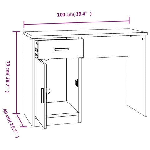 vidaXL Schreibtisch mit Stauraum Hochglanz-Weiß 100x40x73 cm