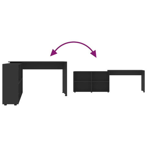 vidaXL Eckschreibtisch Schwarz Holzwerkstoff