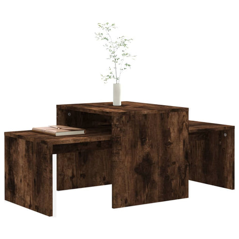 vidaXL Couchtisch-Set Räuchereiche 100x48x40 cm Holzwerkstoff