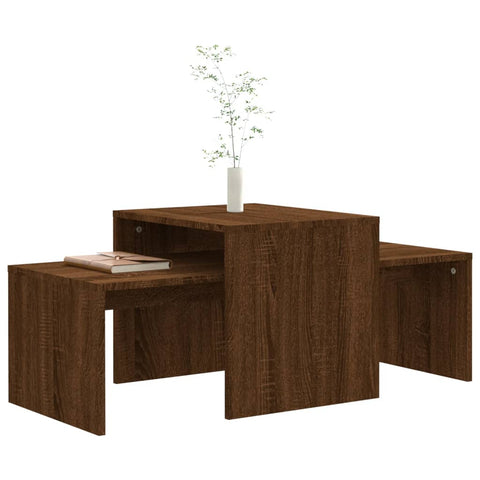 vidaXL Couchtisch-Set Braun Eichen-Optik 100x48x40 cm Holzwerkstoff