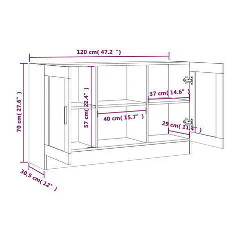 Sideboard Braun Eichen-Optik 120x30,5x70 cm Holzwerkstoff