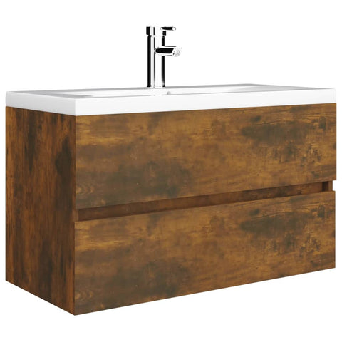 vidaXL Waschbeckenschrank Räuchereiche 80x38,5x45 cm Holzwerkstoff