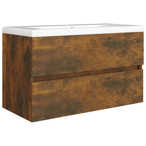 vidaXL Waschbeckenschrank Räuchereiche 80x38,5x45 cm Holzwerkstoff