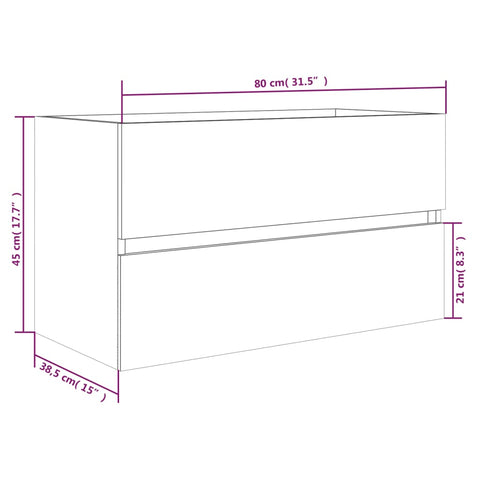 vidaXL Waschbeckenschrank Räuchereiche 80x38,5x45 cm Holzwerkstoff