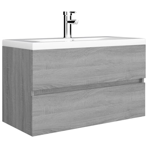 vidaXL Waschbeckenunterschrank Grau Sonoma 80x38,5x45 cm Holzwerkstoff