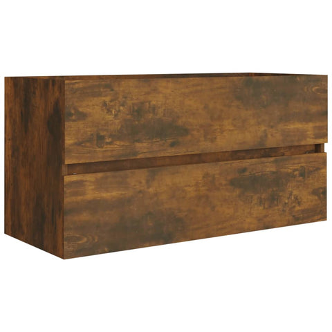 vidaXL Waschbeckenschrank Räuchereiche 90x38,5x45 cm Holzwerkstoff