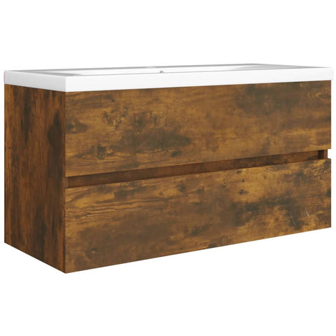 vidaXL Waschbeckenschrank Räuchereiche 90x38,5x45 cm Holzwerkstoff