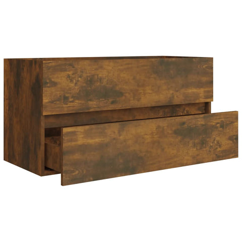 vidaXL Waschbeckenschrank Räuchereiche 90x38,5x45 cm Holzwerkstoff