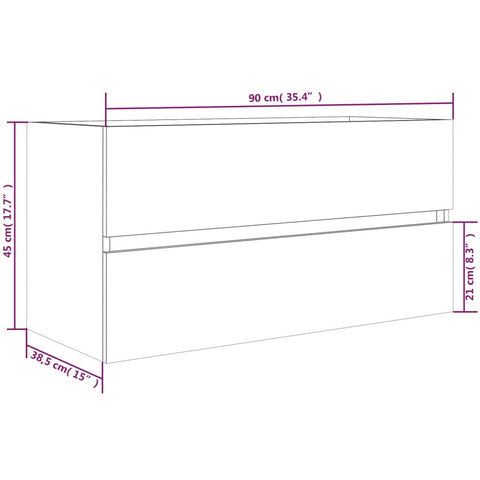 vidaXL Waschbeckenschrank Räuchereiche 90x38,5x45 cm Holzwerkstoff