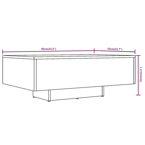 vidaXL Couchtisch Räuchereiche 85x55x31 cm Holzwerkstoff