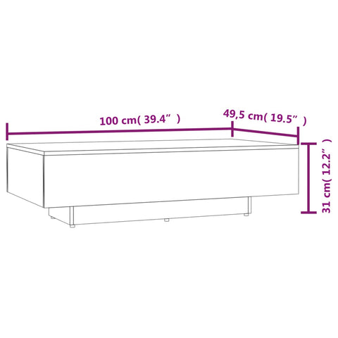 vidaXL Couchtisch Räuchereiche 100x49,5x31 cm Holzwerkstoff