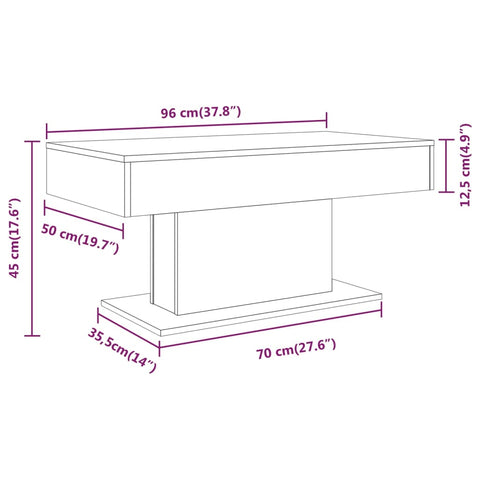 vidaXL Couchtisch Grau Sonoma 96x50x45 cm Holzwerkstoff