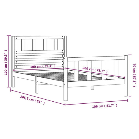 Massivholzbett 100x200 cm