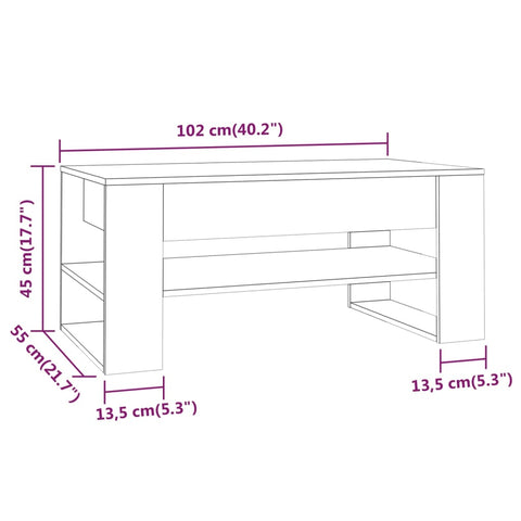 vidaXL Couchtisch Schwarz 102x55x45 cm Holzwerkstoff