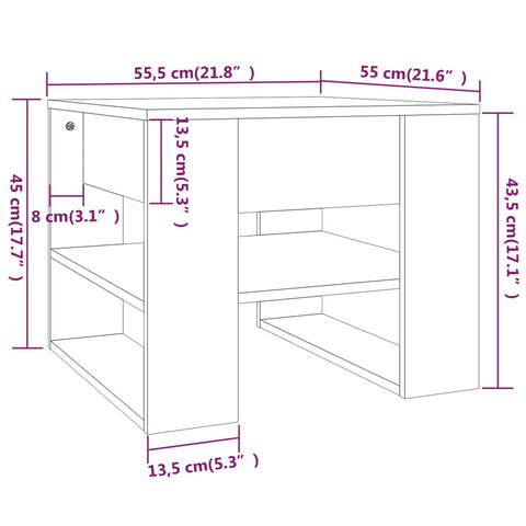 vidaXL Couchtisch Weiß 55,5x55x45 cm Holzwerkstoff