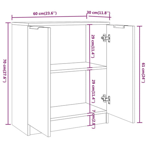 Sideboard Hochglanz-Weiß 60x30x70 cm Holzwerkstoff