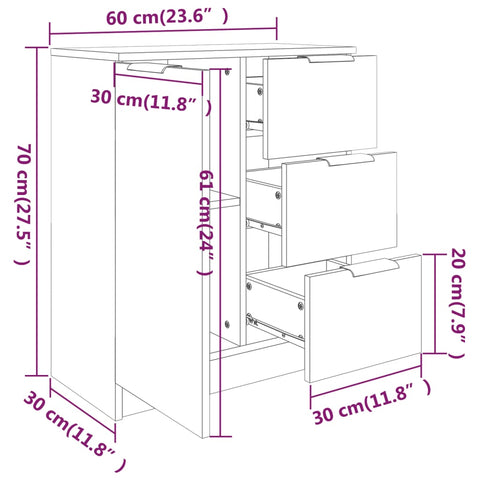 Sideboard Weiß 60x30x70 cm Holzwerkstoff