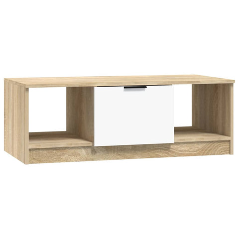 vidaXL Couchtisch Weiß und Sonoma-Eiche 102x50x36 cm Holzwerkstoff