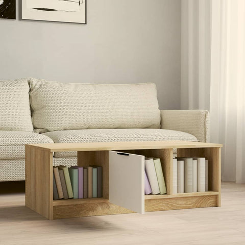 vidaXL Couchtisch Weiß und Sonoma-Eiche 102x50x36 cm Holzwerkstoff